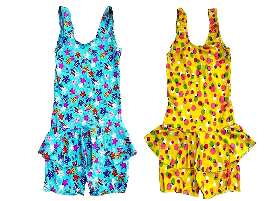 Toyshine Swimming Costume1 Piece Suit for Baby Girls 7 yrs +SP-106,(Pack of 2) Color and Design May Vary SSTP