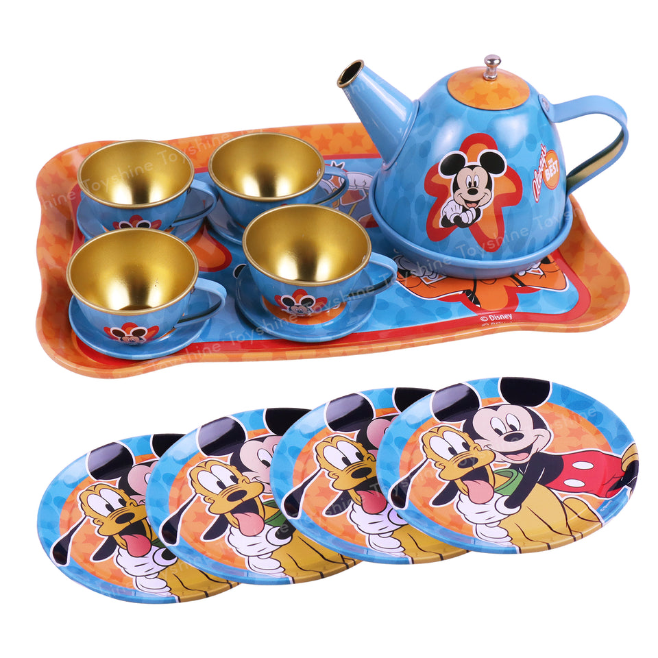 Toyshine 14 Pcs Stainless Steel Kitchen Set Tea Party Pretend Play Fun Learning Playset Toy for Kids 3+, Model D