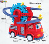 Toyshine 2 in 1 Fire Engine Slide Toy Set with Automatic Slide Down Duck Race Track Toy