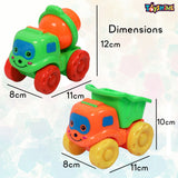 Toyshine 2 Pack of Construction Cars Push and Go Play Set with Powered Friction Vehicles for Babies