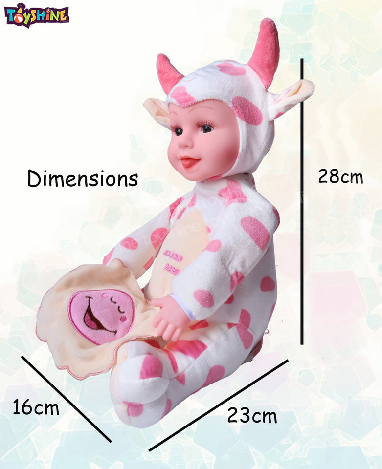 Toyshine Peek-A-Boo Laughing Plush Stuffed Cow Animal, 12 Inches, White