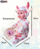 Toyshine Peek-A-Boo Laughing Plush Stuffed Cow Animal, 12 Inches, White