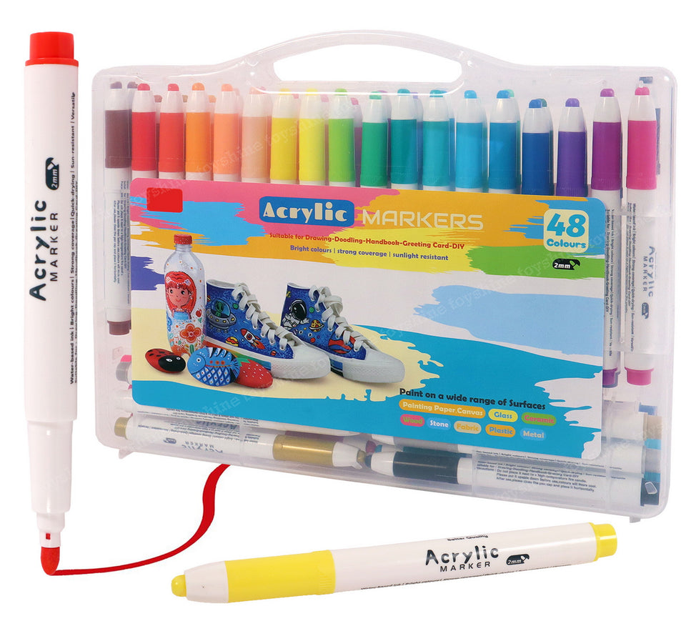Toyshine 48 Pack Acrylic Paint Markers For Rock Wood Canvas Glass Ceramic Plastic Metal Stone Painting DIY Crafts Making Art and Craft Supplies