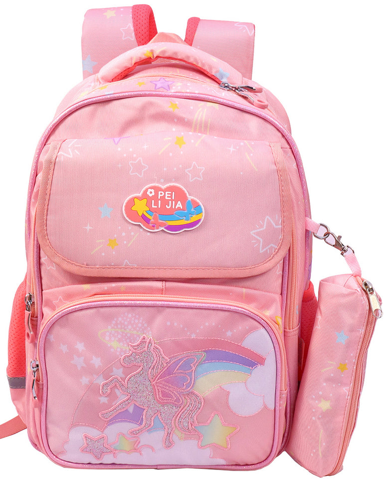 Toyshine Cloudy Unicorn High School College Backpacks for Teen Girls Boys Lightweight Bag with Pencil Pouch -Peach