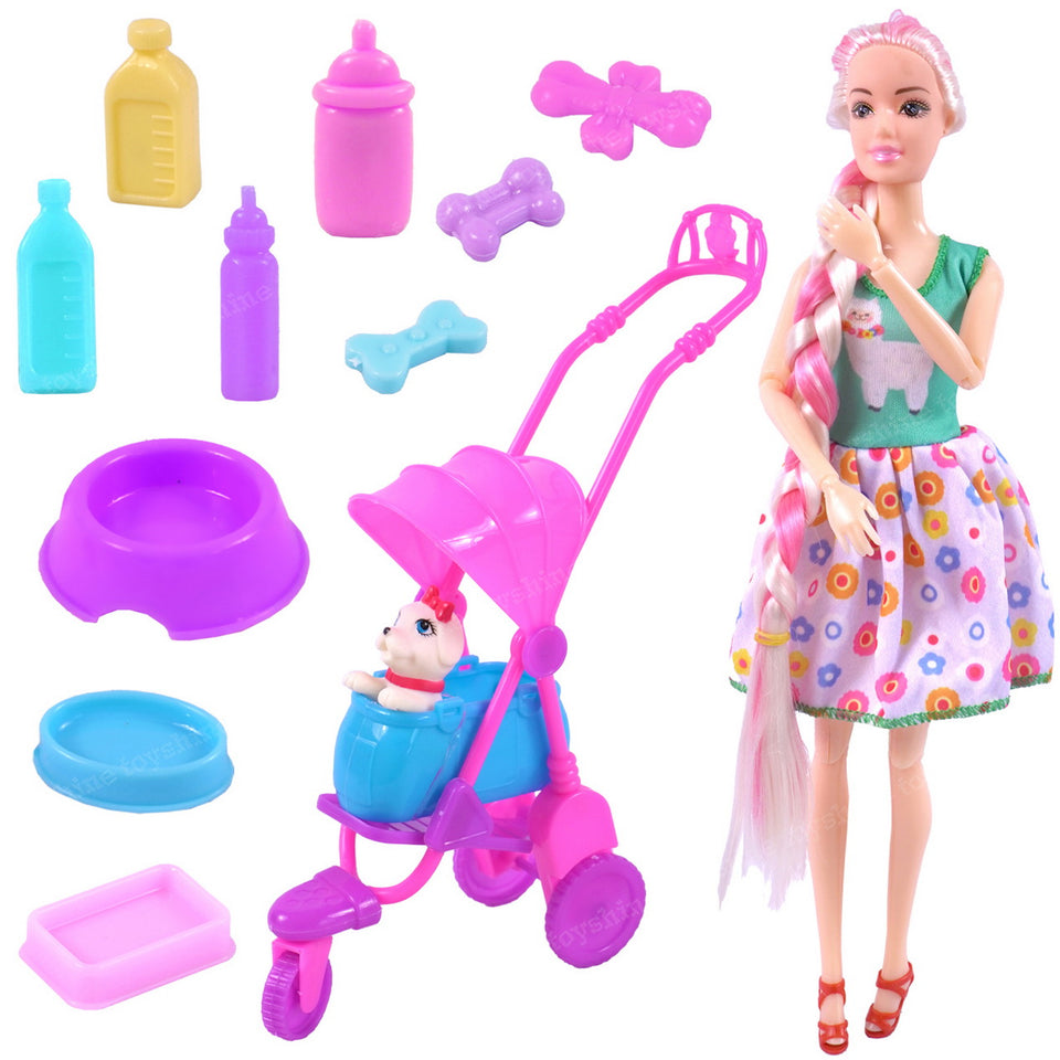 Toyshine Alia Doll with Dog Care Pretend Play Kit Toys for Kids Role Play Set for Age 3+