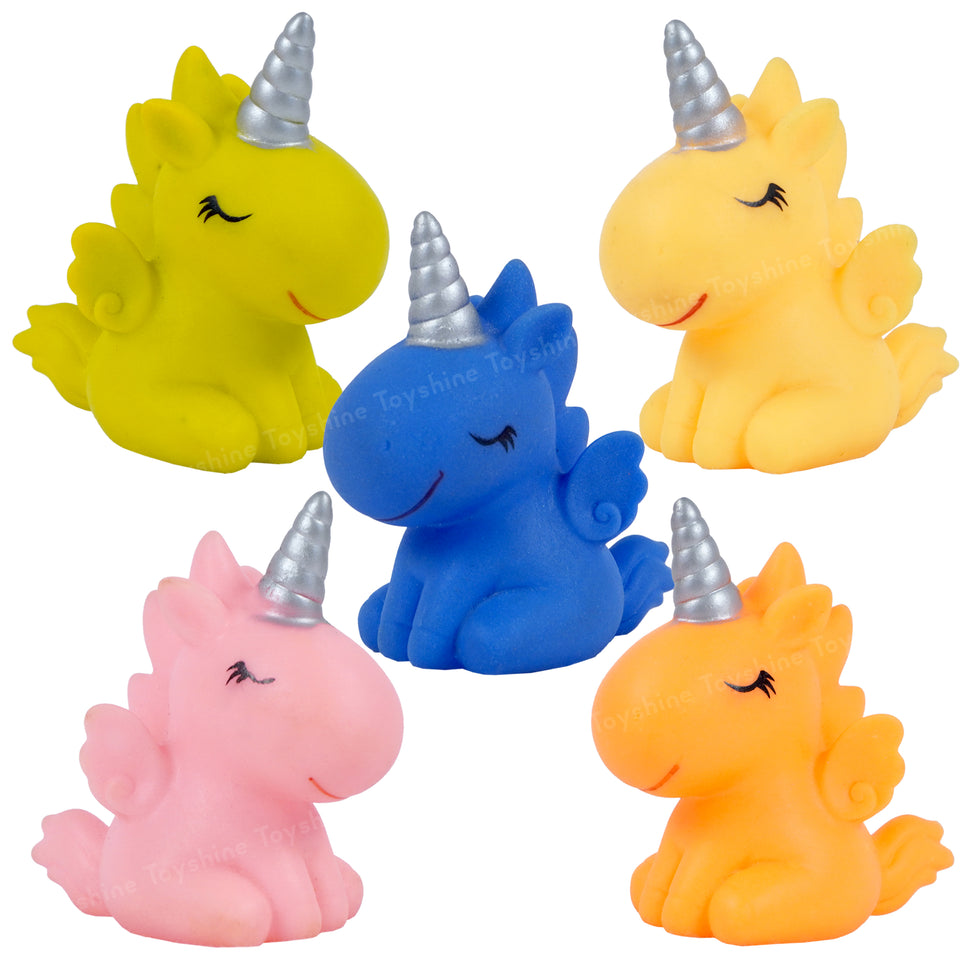 Toyshine 5 pc Floating Squeezy Cute Unicorn Bathtub Floating Squirter Toys for 1 2 3 4 Year Old Boys Girls Kids