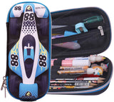 Toyshine 88 Racer Hardtop Pencil Case with Compartments - Kids Large Capacity School Supply Organizer Students Stationery Box - Girls Boys Pen Pouch- Light Green