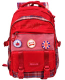 Toyshine Dark Check High School College Backpacks with Multiple Compartments, Pockets, and Side Bottle Holders for Teen Girls Boys Lightweight Bag