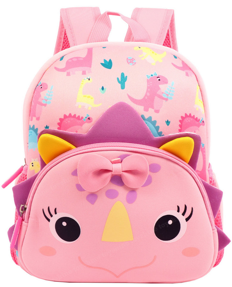 Toyshine 12" Cute Baby Dino Face Backpack for Kids Girls Boys Toddler Backpack Preschool Nursery Travel Bag,Mini Size - Pink