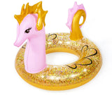 Toyshine 45'' Golden Star Sea Horse Pool Rings, Baby Pool, Swimming Rings for Kids, Inflatable Tubes, Summer Fun Water Toys for Kids, Party Fun, Beach Outdoor Party Supplies 1.15M x 1.04M