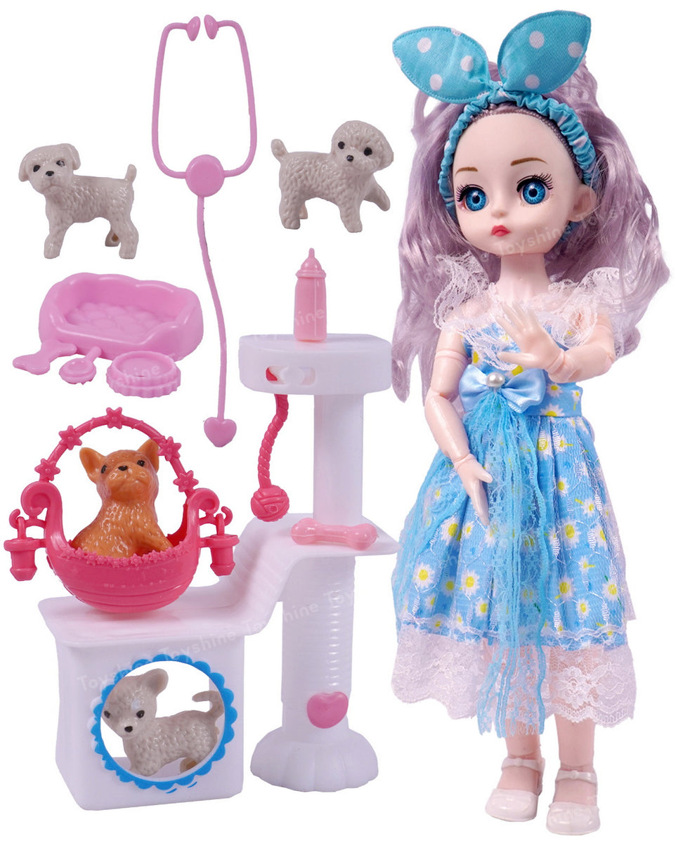 Toyshine Cute Alia Doll Pet Clinic Play Toy Set with Movable Hands and