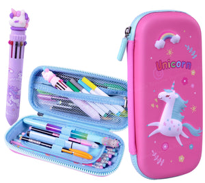 Toyshine 3D EVA Unicorn Pencil Pouch Large Capacity Pencil Pen Organizer Box Pouch Bag with Compartment Student Stationery Box for Age 3+ (Pink)