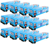 Toyshine Combo Pack of 12 Cartoon Printed School Bus Matal Pencil Box with Moving Tyres and Sharpner | Birthday Return Gift Party Favor for Kids, Birthday Party Return Gift - Blue