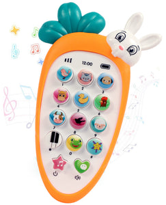 Toyshine Interactive Musical Baby Phone Toy for Kids | 14 Buttons and Functions Musical Melodies Animal Sounds and Number Learning for 4 + Ages (Orange)