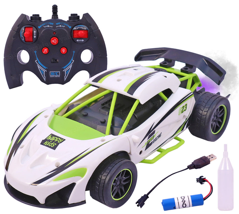 Toyshine Rechageable Hero Smoke Mist Spray Racing Runner Car Toys 2.4 GHz with LED Light and Sound Electric Toy for Kids
