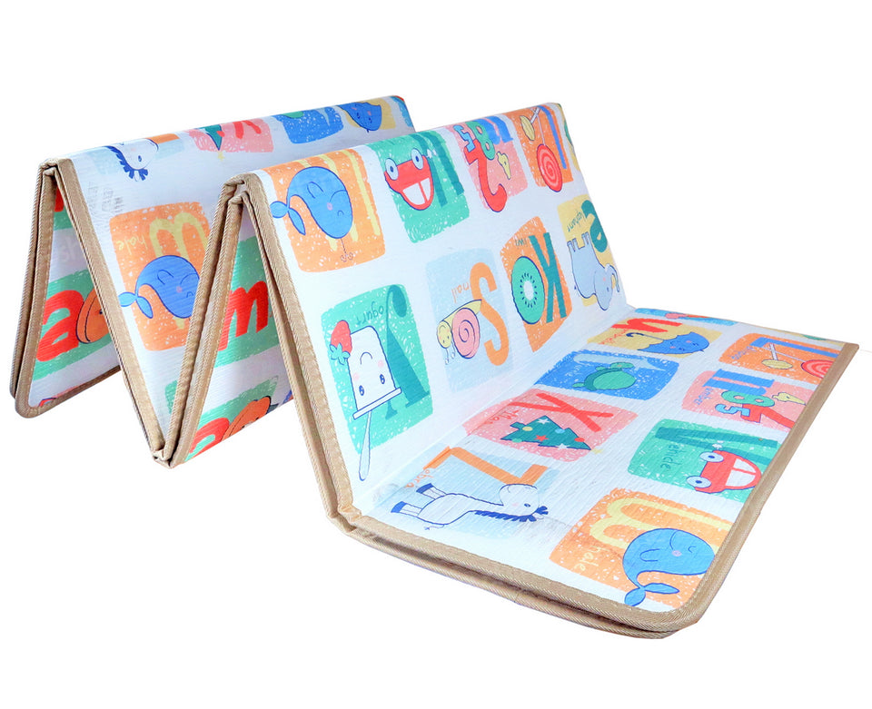 Toyshine 193cm x 176cm Baby Play Mat for Floor Extra Large Foam Play Mat for Baby Foldable Reversable Waterproof Gym Activity Crawling Mat Non Toxic - Alphabet with Animal Print