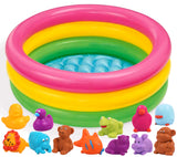 Toyshine Baby Pool Toys | 2ft. Bath Tub with 12 pc Chu Chu Squeezy Animal | Toys for 1-3 Years Indoor & Outdoor Swimming Pool for Kids