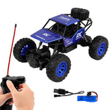 Toyshine 1:18 Scale 27mhz Remote Control Rechargeable High-Speed Rock Climbing Car Toy Mini Alloy Dirt Drift Monster Truck for Kids Boys and Girls 3+, Blue