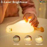 Toyshine Lying Duck Night Light Squishy Silicone 3 Level Dimmable LED Rechargeable Touch Lamp with timer function for Bedroom & Office