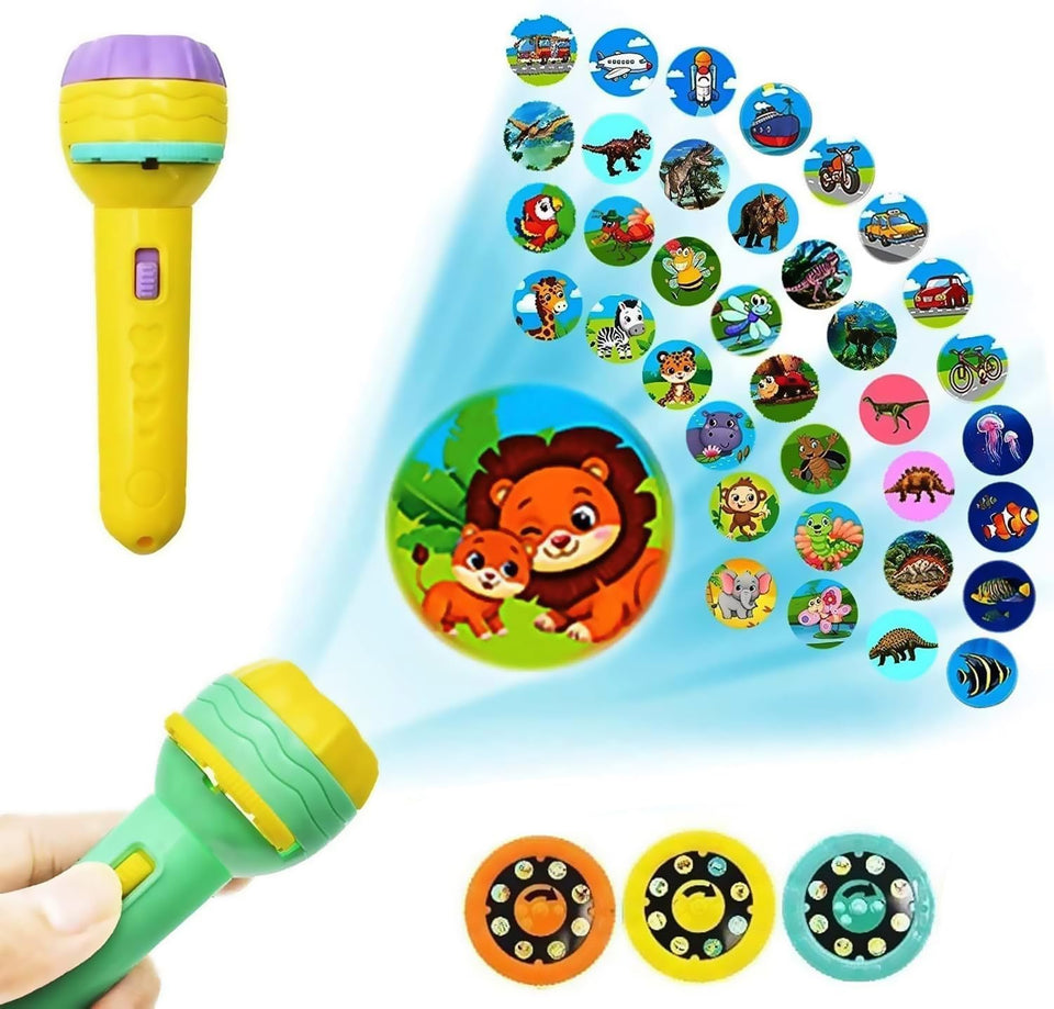 Toyshine 3 Slide Cartoon Story Projector bedtime toy for kids|Projector Flashlight Torch- 24Patterns