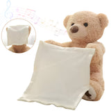 Toyshine 12" Peek-A-Boo Teddy Bear Beautiful & Soft Plush Musical Rechargeable Toy Doll with Moving Arms Voice Activated Feature Play Hide and Seek Funny Entertaining Gift for Kids
