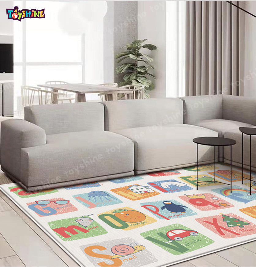 Toyshine 193cm x 176cm Baby Play Mat for Floor Extra Large Foam Play Mat for Baby Foldable Reversable Waterproof Gym Activity Crawling Mat Non Toxic - Alphabet with Animal Print