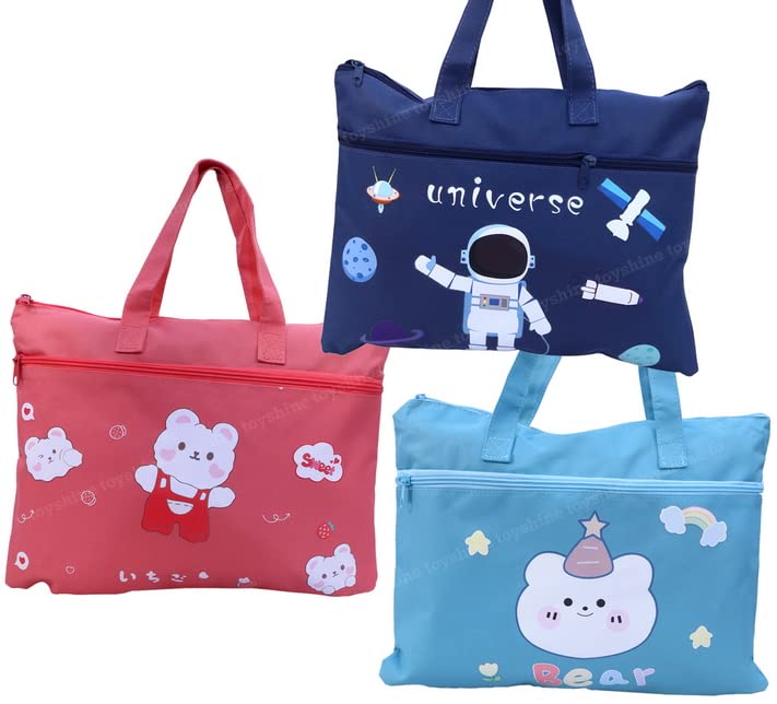 Toyshine Pack of 3 Fun Shopping Bag for Kids, Suitable for Tuition, Lunchbag, Fancy, Picnic, Party Bags Girls Boys Cute Toddler Travel Bag - M2