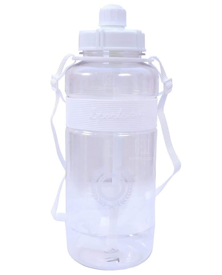 Spanker Sports Water Bottle 1.5 L / 55 OZ Half Gallon Carry Handle Big Water Jug For Sport | Ecofriendly, Plastic, Leakproof- White