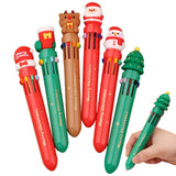 Toyshine Pack of 6 Cute Christmas Theme Multicolor 10-in- Ballpoint Pen 0.7mm Ballpoint Pens for Office Supplies Students Children Gift