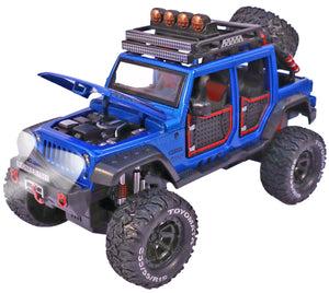 Toyshine 1:24 4WD Off Road Die Cast, Opening Doors, Vehicle Toy Car, Music and Lights - Blue