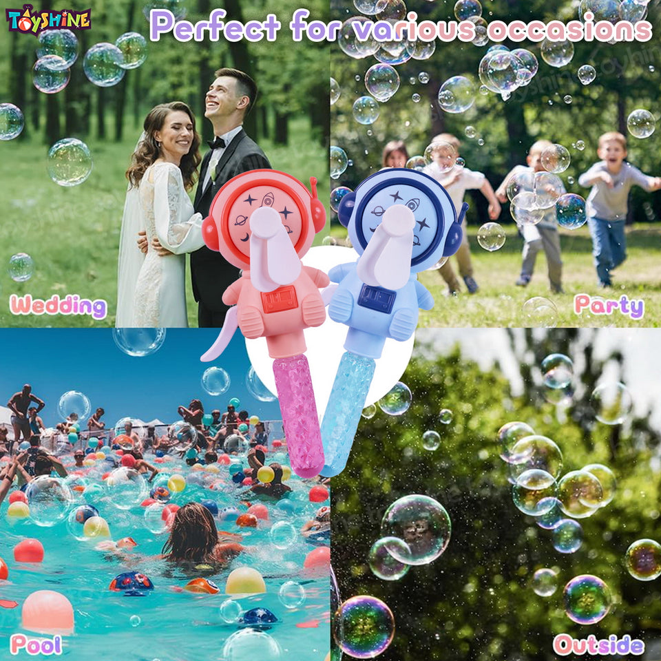 Toyshine Pack of 6 Space Theme Hand Press Bubble Toy Fan Wands Children Party Favors Outdoor & Indoor Activity for Boys Girls 3+yrs