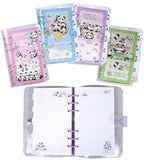 Spanker Pack of 4 Panda Theme School Supplies Portable Pocket Writing Note Book Coil Book Kids Secret Diary - Multicolor