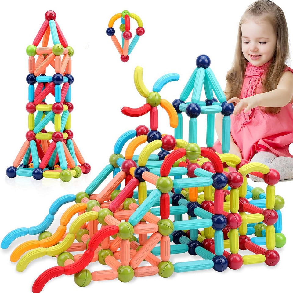 Toyshine 100 Pc Magnetic Roundels Sticks Building Block Constructing & Creative Learning Educational Toy Stem Kit for 3+ yrs Kids