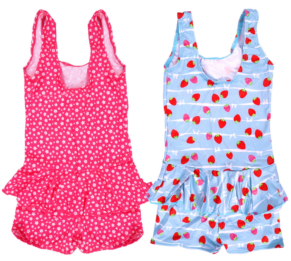 Toyshine Swimming Costume1 Pc Suit for Baby Girls 3-4 yrs (Pack of 2) Color and Design May Vary SSTP- Multicolour