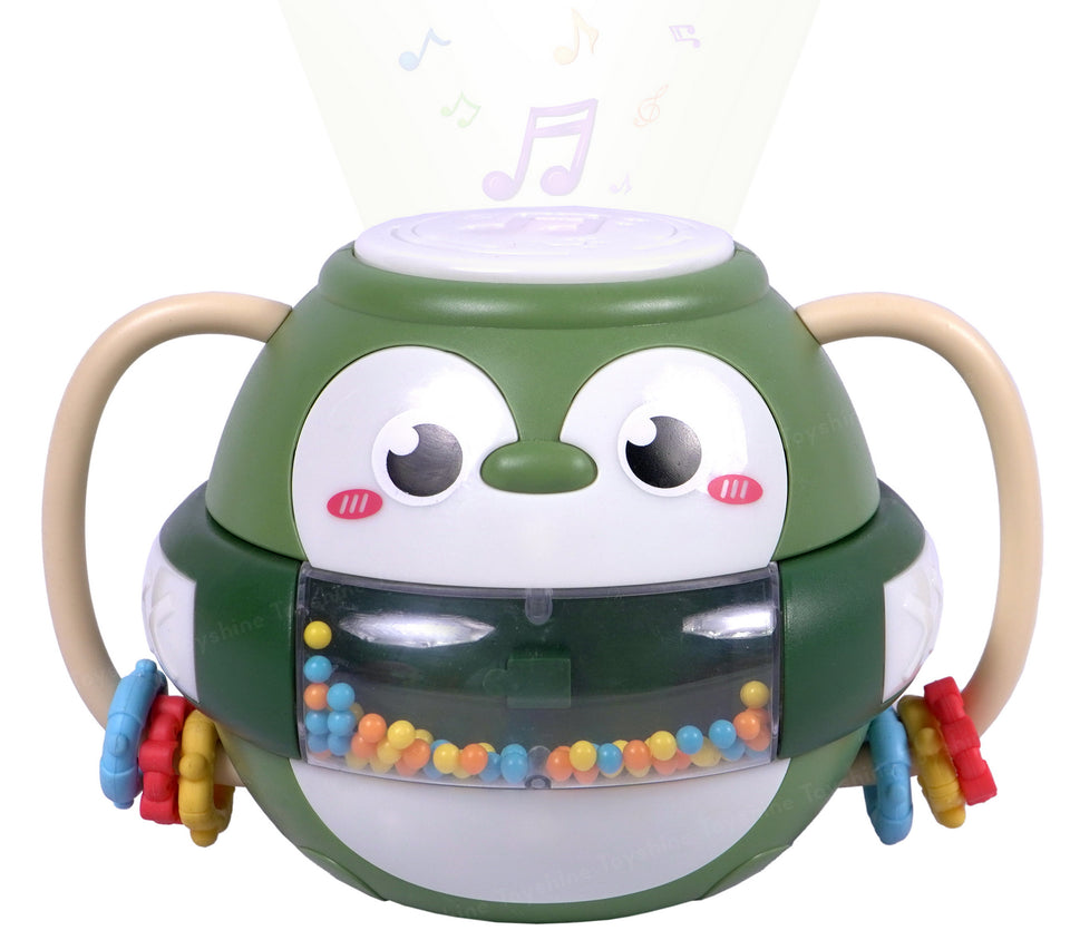 Toyshine Baby Intelligence Early Education Hand Drum Baby Penguy Musical Dance Beat Drum Toy Cum Rattle Children Educational Toys - Multicolor