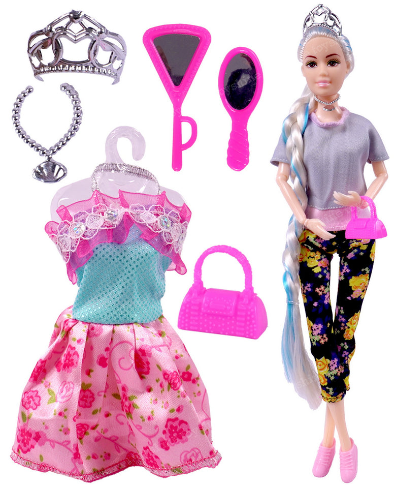 Toyshine Beauty Doll Street Vane with Fashion Accessory Pretend Play Gift for Girls Kids Role Play Toy for Age 3+ Grey