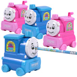 Toyshine Pack of 4 Train Shape Manual Handheld Easy to Operate Pencil Sharpener inbuilt with Stronger Helical Blade for Kids and Artists - Multicolor