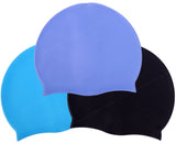 Toyshine Unisex Adult Silicone Swim Cap Non-Slip Swimming Cap for Long and Short Hair (Pack of 3), Color May Vary SSTP