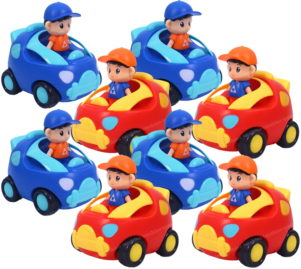 Toyshine Pack of 4 Push and Go Play Set Friction Powered Toys for Kids Girls and Boys (Red-Blue)