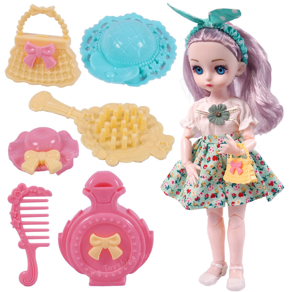 Toyshine Cute Alia Doll Beauty Play Toy Set with Movable Hands and Joints Pretend Play Kit Toys for Kids Role Play Set for Age 3+