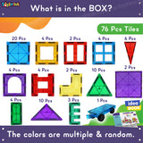 Toyshine 76 Pc Magnetic Tiles Building Block Constructing & Creative Learning Educational Toy Stem Kit for 3+ yrs