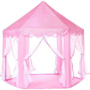 Toyshine Big Princes Portable Tent House for Outdoor Indoor Play Foldable Jumbo Hexa Tent with Mosquito Net 55'' x 53''- Pink