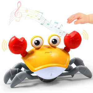 Toyshine Cute Walking Moving Dancing Crab Learning Crawl Sensory Interactive USB Rechargeable Toy Gift for 3+Babies Infant Toddler Kid Boys Girls
