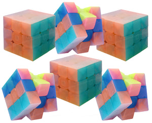 Toyshine 6 Qiyli 3x3 Jelly Speed Cube Stickerless 3x3x3 Magic Cube Puzzle Pack of Toys