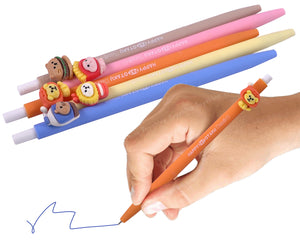 Toyshine 5 Pc Happy Fat Cute Design Fancy Fine 0.5mm Kawaii Gel Ink Pen for Office Stationary School Supplies Birthday Party Favor Return Gift - Multicolor