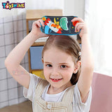 Toyshine Black Rocket Crocodile Compact Hardtop Pencil Case with Multiple Compartments - Kids School Supply Organizer Students Stationery Box - Girls Pen Pouch- Black