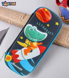 Toyshine Black Rocket Crocodile Compact Hardtop Pencil Case with Multiple Compartments - Kids School Supply Organizer Students Stationery Box - Girls Pen Pouch- Black