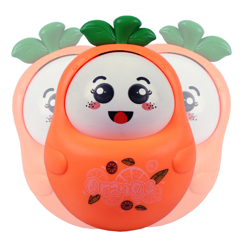 Toyshine Roly Poly Push Shake Wobbling Tumbler Doll Toy with Musical Sound – Fun Play for Toddlers & Kids (Orange)