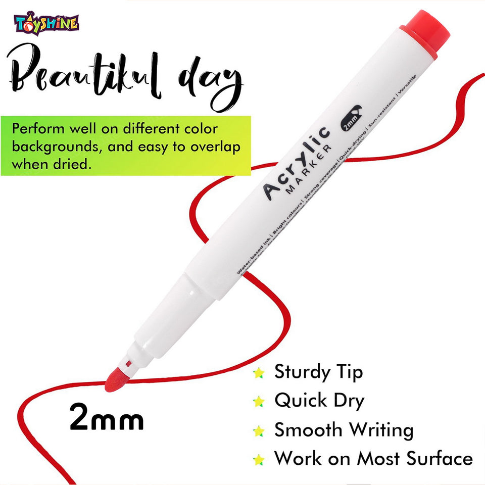 Toyshine 48 Pack Acrylic Paint Markers For Rock Wood Canvas Glass Ceramic Plastic Metal Stone Painting DIY Crafts Making Art and Craft Supplies