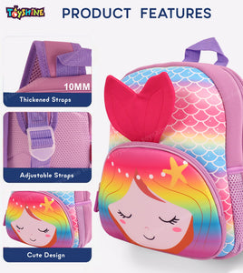 Toyshine 12" Cute Myamid Backpack for Kids Girls Boys Toddler Backpack Preschool Nursery Travel Bag - Mini Size - Multi